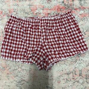 Edikted Red and White Checkered Women Shorts